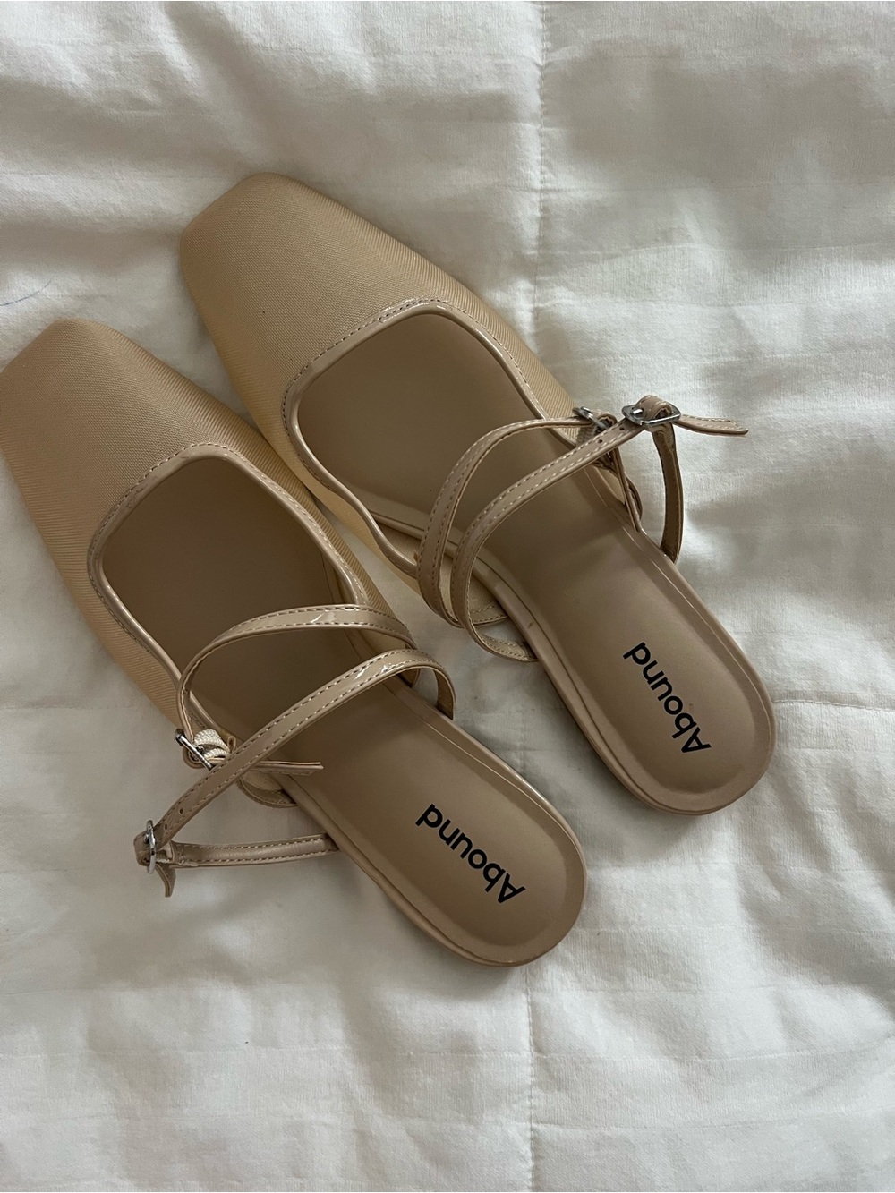Abound Neutral Beige Sheer Mesh Square-Toe Strap Mules
